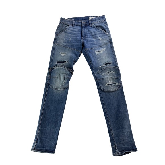 G-Star Other - G-Star Raw Men's 5620 3D Zip Knee Skinny Jeans Faded Blue Distressed Denim 30x30